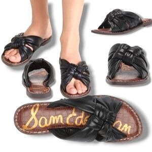 Sam Edelman Women's Garson Black Leather Knotted Slide Sandals